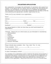 Volunteer Application Form Template Barca Fontanacountryinn Com