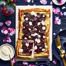 beetroot and hummus tart with