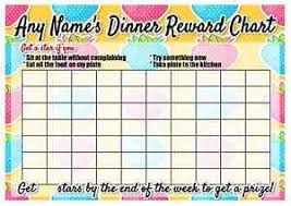 Details About A4 Personalised Dinner Reward Chart Pen Star Stickers Healthy Eating Kids