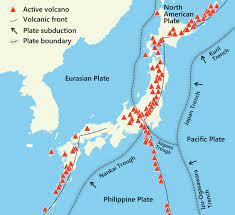 There are a total of 108 active volcanoes within japan's archipelago, most of which provoke devastating earthquakes and tsunamis several times every century. Jungle Maps Volcanic Map Of Japan