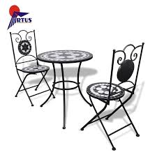 Rated 1 out of 5 by ms lj from 3 piece bistro set ordered this but only the table came in the box no chairs it says 3 piece bistro set. Wholesale Metal Outdoor Garden Furniture Folding Antique Wrought Iron Mosaic Bistro Table Set Buy Mosaic Bistro Table Set Table Bistro Table Set Product On Alibaba Com