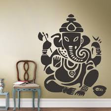 Us 15 39 30 Off Free Shipping Diy Ganesh Wall Decal Wall Sticker Room Art Decor Bedroom Ganesh Elephant God Om Yoga Buddha In Wall Stickers From