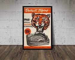 1960 detroit tigers print vintage