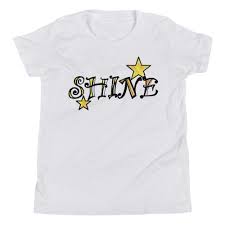 Shine Hand Drawn Lettering Kids Tshirt Stars Inspirational