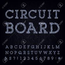 Circuit Board Type Font Vector Alphabet Digital High Tech Style