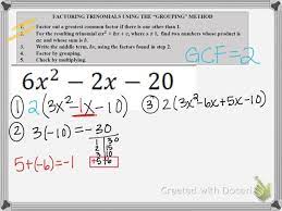 Factoring Trinomials When A Is Not 1