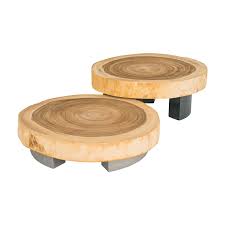 Low Round Suar Wood Coffee Table Rome