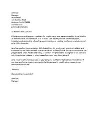 sle recommendation letter from an