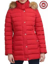 Red Coat With Fur Hood Women S Red