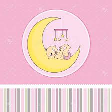 Baby Girl Birth Greeting Card Royalty Free Cliparts Vectors And