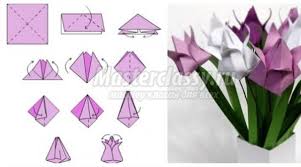Как да прикачите растеж цветя на стената. Origami Cvetya Ot Hartiya Origami Cvetya Lesni Shemi Za Deca Naj Lesniyat Variant