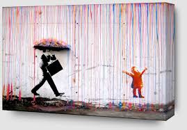 Colored Rain Print On Canvas