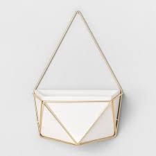 geometric gold white succulent wall hanging