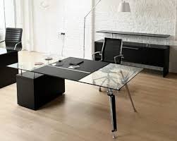 End Black Glass Desks