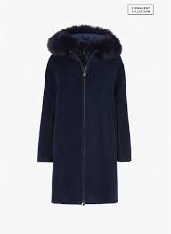 Navy Blue Coat In Wool With Cuff Detail
