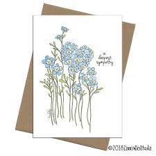 Blue Flowers Heart Sympathy Card
