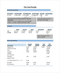 The payslip template excel should start by presenting the employee's name and address, included on the template for identification purposes. Free 9 Payslip Templates In Pdf Ms Word