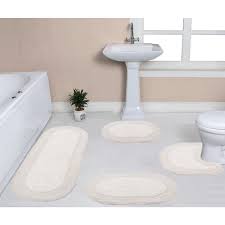 white cotton 4 piece bath rug set