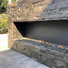 Slate Tile Outdoor Gas Fireplace