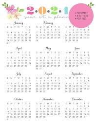 Printable calendar 2021 from january to december of 2021. Printable 2021 Year At A Glance 8 5x11 Wall Etsy In 2021 Weekly Calendar Planner Printables Wall Calendar