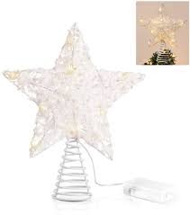 Download this free photo about christmas tree star, and discover more than 6 million professional stock photos on freepik. Amazon Com Unomor Christmas Star Tree Toppers White Cotton Balls Metal Hallow Design With 15 Led Lights Batteries Not Included Home Kitchen