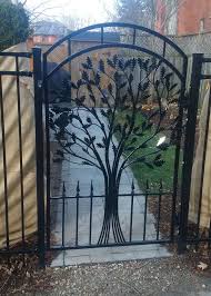 Oak Tree Metal Gate Into Our Back Yard