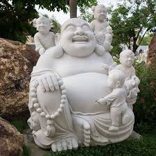 Lmp Sculpture White Laughing Buddha Statue