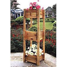 three tier wooden tower garden planter