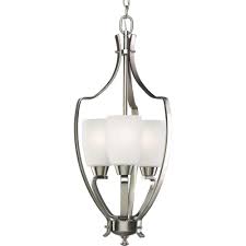 Progress Lighting Wisten 3 Light Brushed Nickel Foyer Pendant With Etched Glass P3509 09 The Home Depot