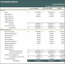Microsoft Excel Financial Statement Template Download Prior Year
