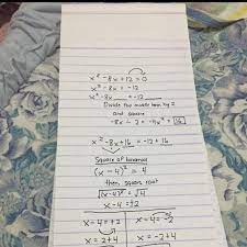 Square Method X² 8x 12