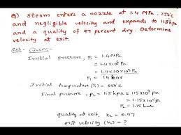 Problem On Steam Nozzles Exit Velocity