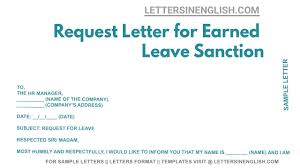 earned leave sanction sle letter