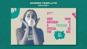 flat design banner birthday template