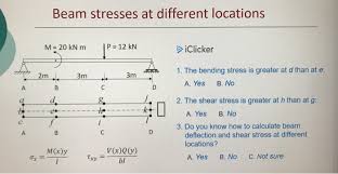 solved beam stresses at diffe