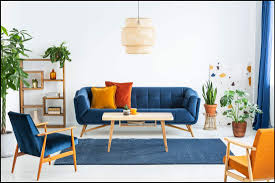 what color chairs with blue sofa