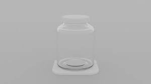 Glass Jar With Lid On Plate 3d Model