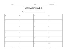 Abc Brainstorming Chart Graphic Organizer For 2nd 10th
