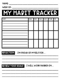 Weekly Habit Tracker By Missdvno Teachers Pay Teachers