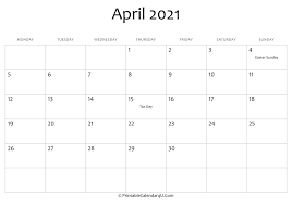 April 2021 printable calendar with holidays is the first calendar we want to share to you. April 2021 Editable Calendar With Holidays