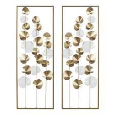 Read customer reviews and common questions and answers for charlton home® part #: Metallic Gold And White Leaf Metal Panel Wall Decor World Market