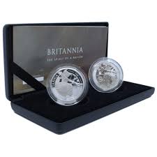 2019 1 Oz Great Britain Britannia 999 Silver Proof Reverse Proof Two Coin Set