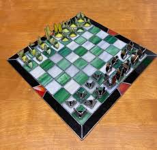 Chess Set 1 Of A Kind Hand Made Stained