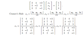 Linear Cramers Rule Matrix Calculation