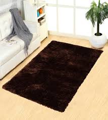 Brown Plain Solids Pattern Machine Made Polyester Carpet 7 X 5 Feet By Avira Home