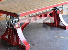 You can usually get a rack and pinion drive ripped from an old tractor or sedan for dirt cheap. Screw Jack Lift Table For Crank Desks Dining Table Conference Table Etc