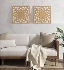 Wood Wall Decor 2pc Set In Natural