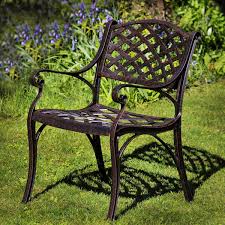 metal garden chair in aged bronze