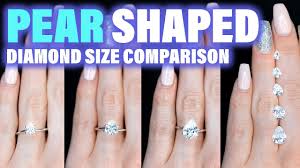 Pear Shaped Diamond Size Comparison On The Hand Finger Engagement Ring Cut 1 Carat 2 Ct 75 3 4 1 5