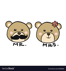 Mr and mrs bear cartoon Royalty Free Vector Image